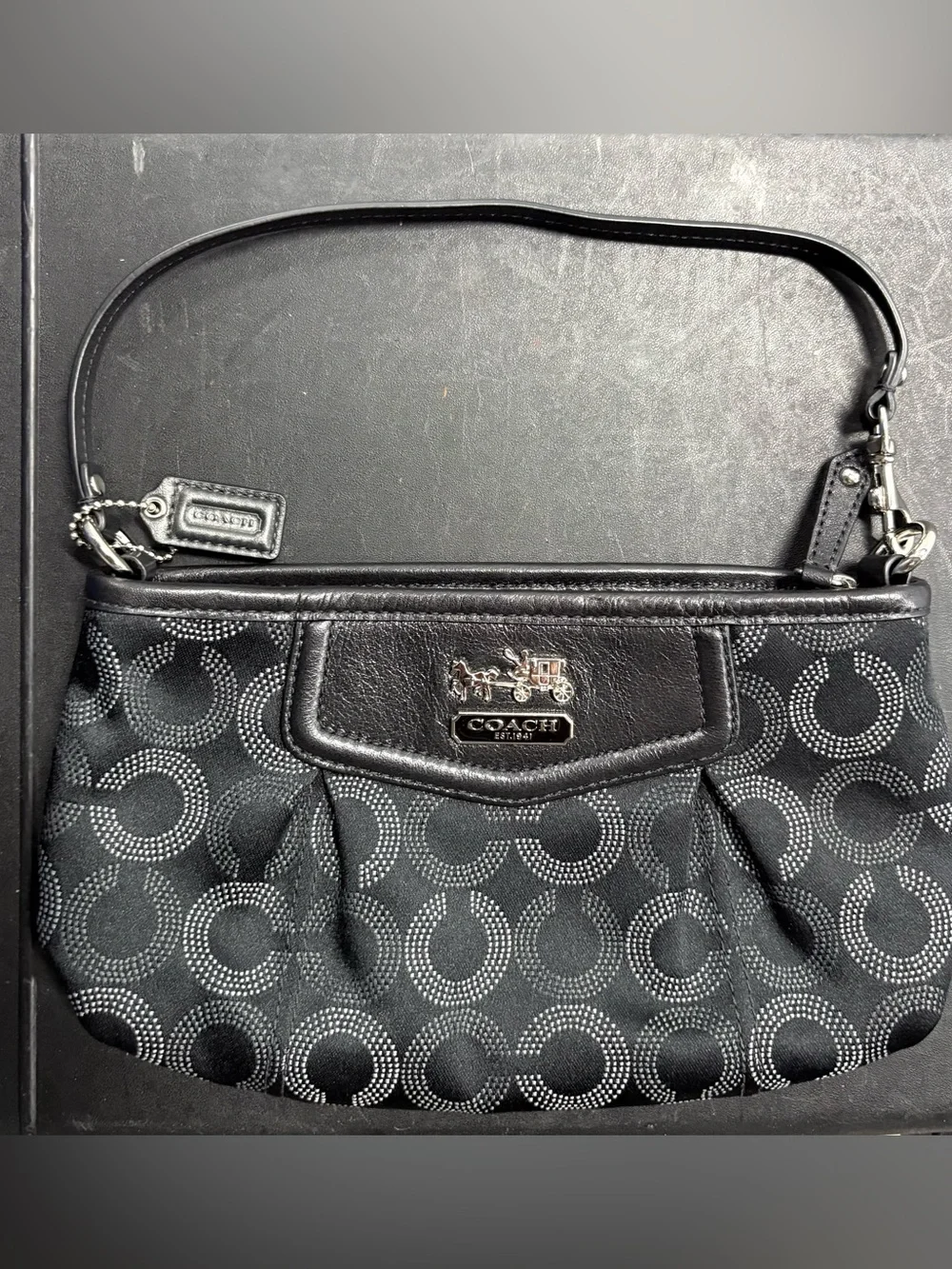 Coach Black Signature Circle Jacquard Shoulder Bag